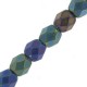 Czech Fire polished faceted glass beads 4mm Jet blue iris matted